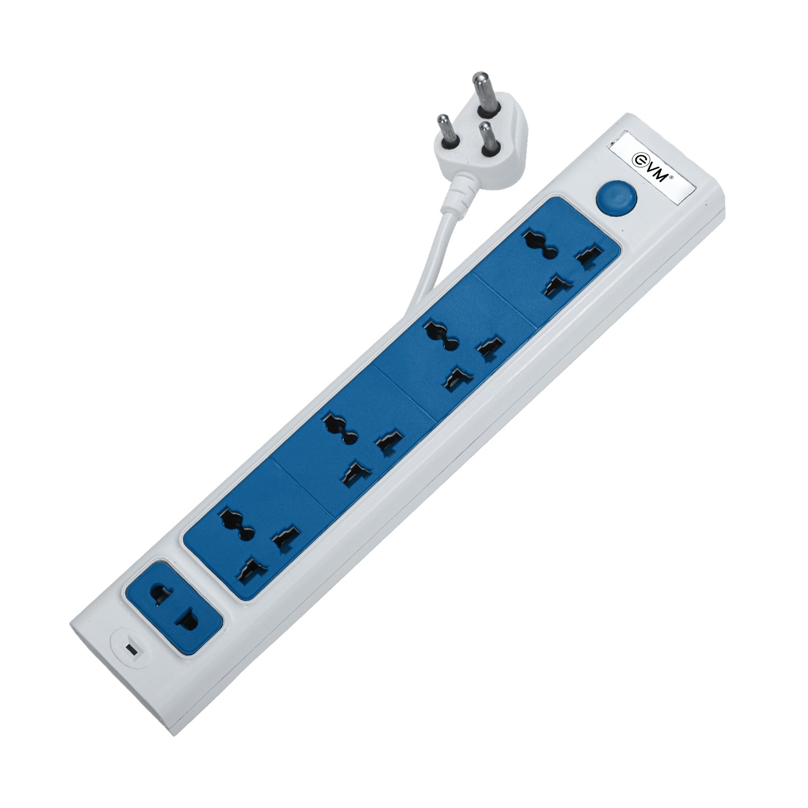 Spike Guard EVM EnSurge-01 Surge Protector 1.5Mtr | 4 Socket 1.2 Pin, 10 Amp, 5 Power Outlets, Pure Copper Wire, Master Push Button Switch, Ideal For Home & Office Use, White