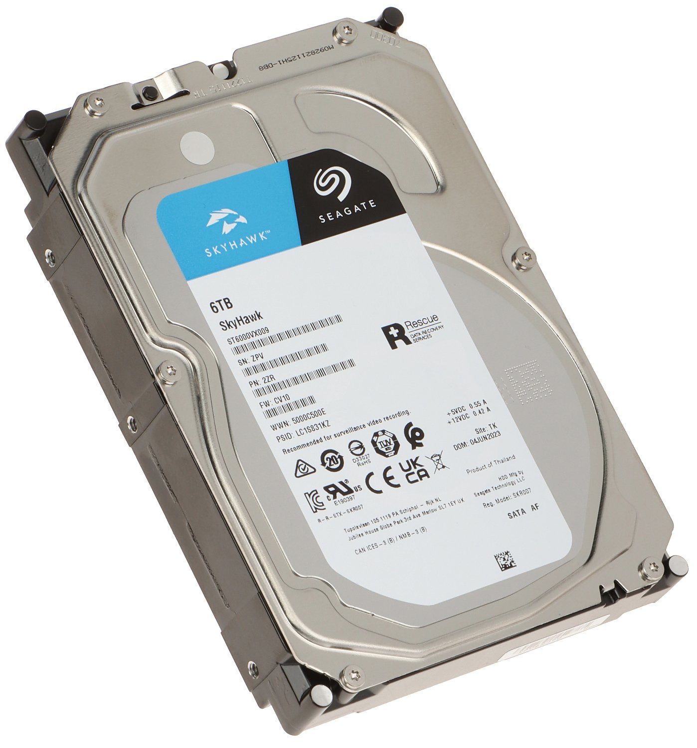 Harddisk Seagate Skyhawk 6tb Surveillance Internal Hard Drive HDD | 3.5 Inch SATA 6 Gb/s 256mb Cache for DVR NVR Security Camera System with Drive Health Management (ST6000VX009)