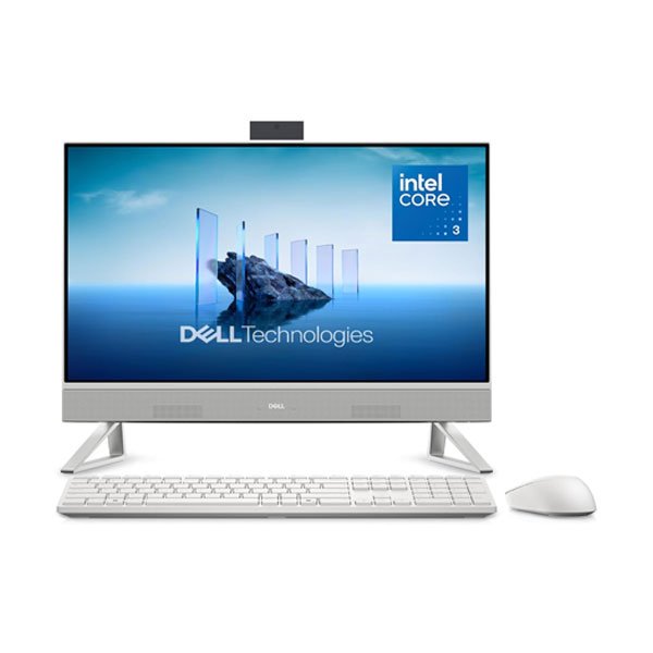 Desktop Dell AIO EC24250 OEC2425000201RINW3 | Intel Core 7-150U Processor, 16GB DDR5, 1TB SSD, Win11 + MSO 24 + M365, 1Yr McAfee, 23.8 Inch FHD Touch 5MP IR Tiltable Camera, Integrated, Wireless Keybd & Mouse, White