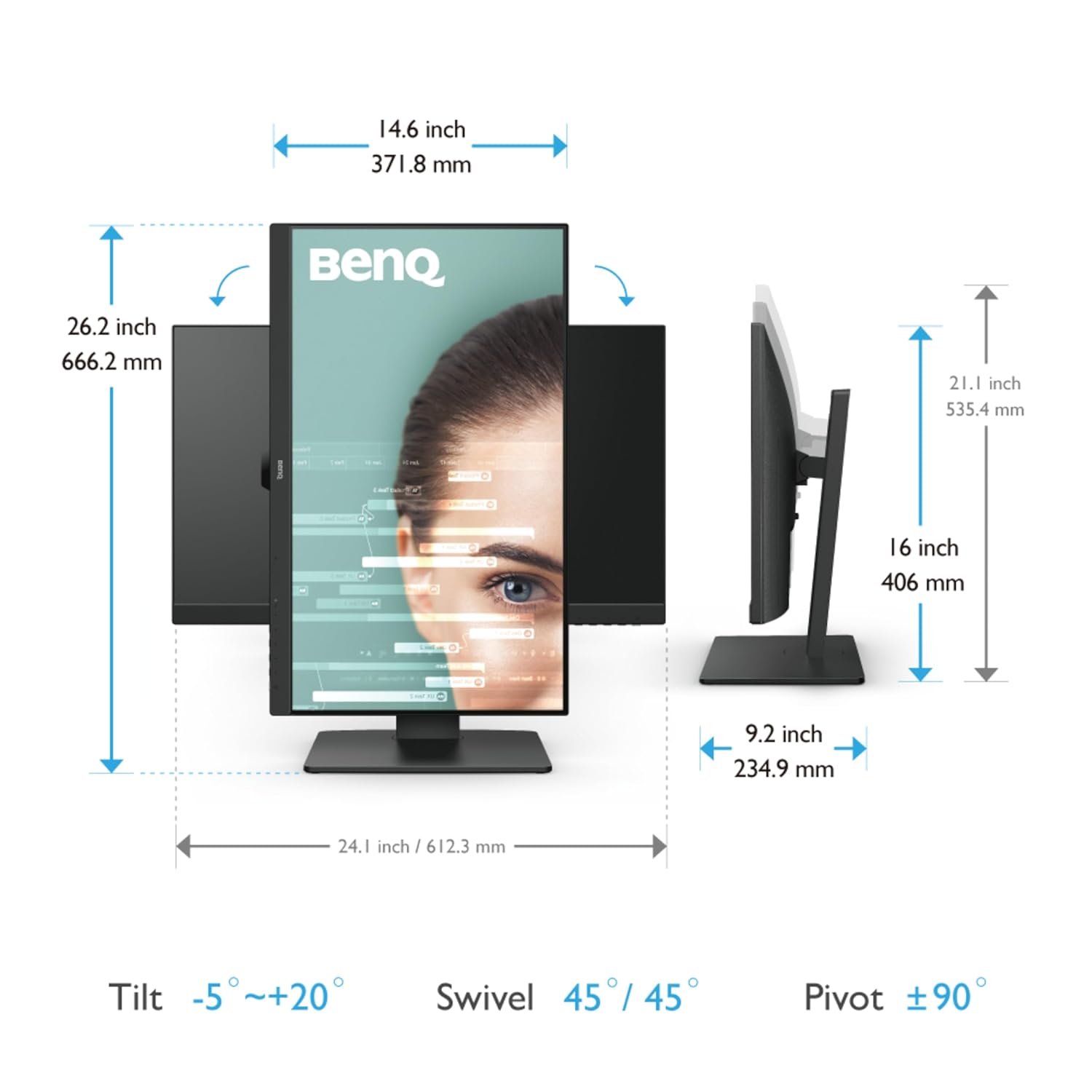 Monitor BenQ GW2785TC | 27 inch (68.58cm) IPS Full HD 75Hz Ultra-Slim Bezel Monitor with Height Adjustment, Eye Care, Brightness Intelligence, USB-C (PD 60W), HDMI, DP, Coding Mode, Daisy Chain, Built-in Speaker