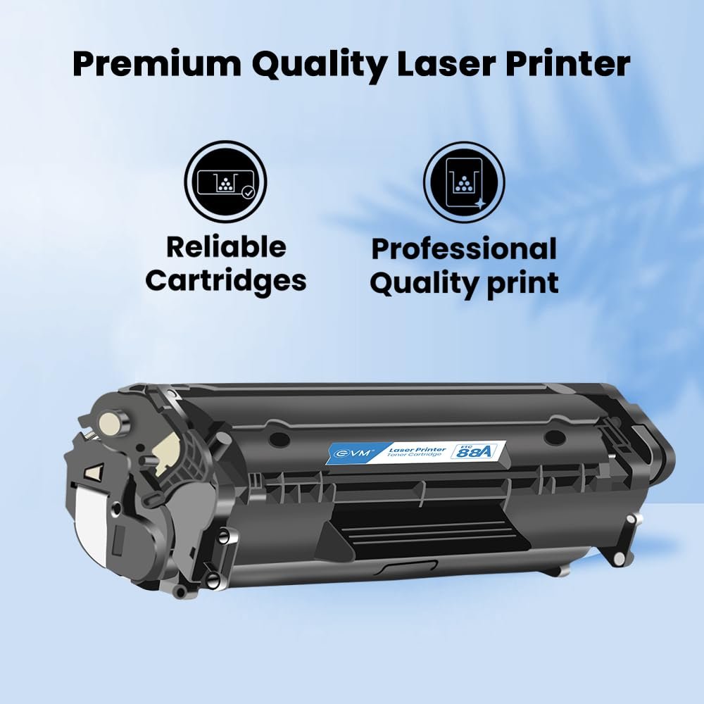 Toner Cartridge EVM Laser Printer ETC 88A | High Productivity, 1500 Pages Yield, Compatible with HP Laserjet Printers: P1007/ P1008/ P1106/ P1108/ Pro M1136/ M1213nf/ M1216/ M1139 MFP, M202dw, MFP M128, M226, M1219nf