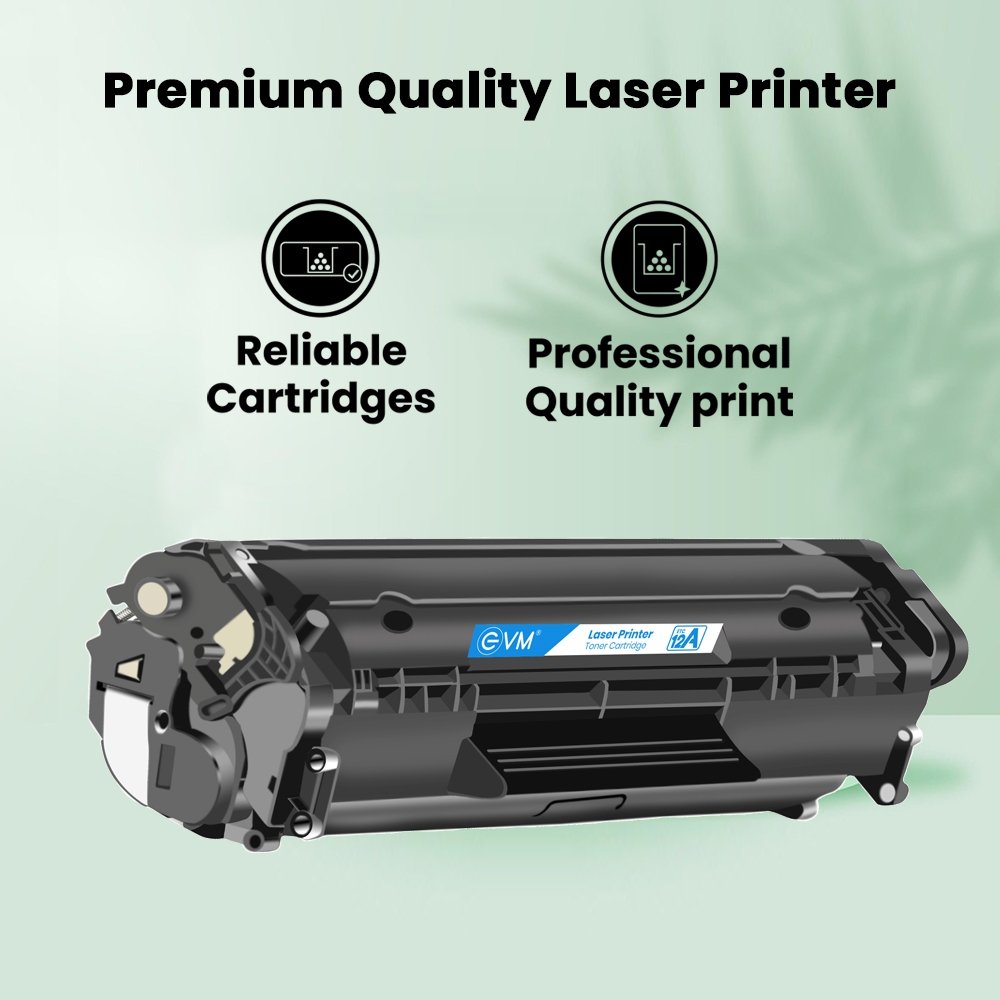 Toner Cartridge EVM Laser Printer ETC 12A | High Yield, Eco-Friendly, Compatible with HP and Canon Printers