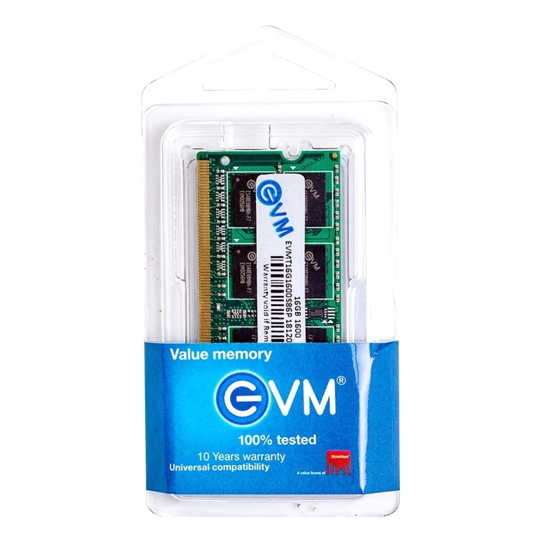 RAM EVM 16GB DDR3 1600MHz SODIMM EVMT16G1600S86P | Laptop RAM, high-speed performance, low voltage, stable and efficient multitasking, reliable build, compatible with DDR3 SODIMM systems