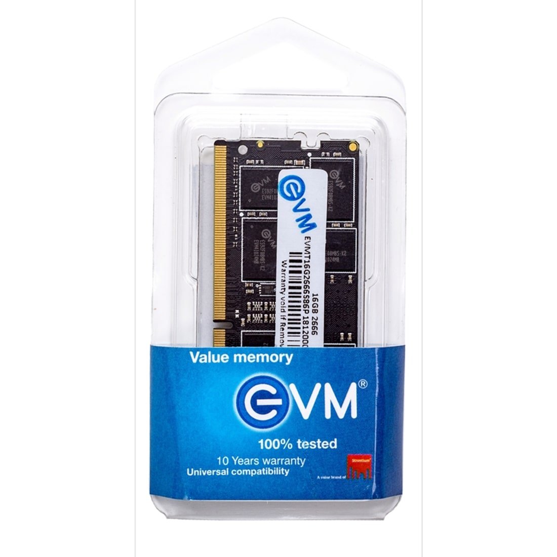 Ram EVM 16GB DDR4 2666MHz SODIMM EVMT16G2666S88P | Laptop RAM, Update Your Laptop's Performance, CL15 Latency, Compatible With Intel, AMD & Mac Systems