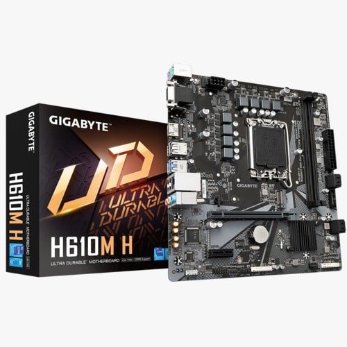 Motherboard Gigabyte H610M H V2 DDR5 | Supports Intel® Core™ 14th/ 13th /12th Processors, Dual Channel Non-ECC Unbuffered DDR5, 2 DIMMs, LGA 1700 Socket, NVMe PCIe 3.0 Gen3 x 4 M.2, 6+1+1 Hybrid Phases Digital VRM Design, Anti-Sulfur Resistor, Smart Fan 6