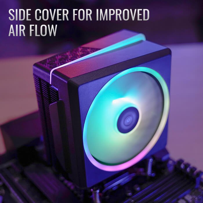 Cooling Fan AeroCool Cylon 4F ARGB ACTC-CL30420.014 | PWM air cooling solution with stylish Addressable RGB LED on the front & side of the air cooler, For Gaming PC, Black