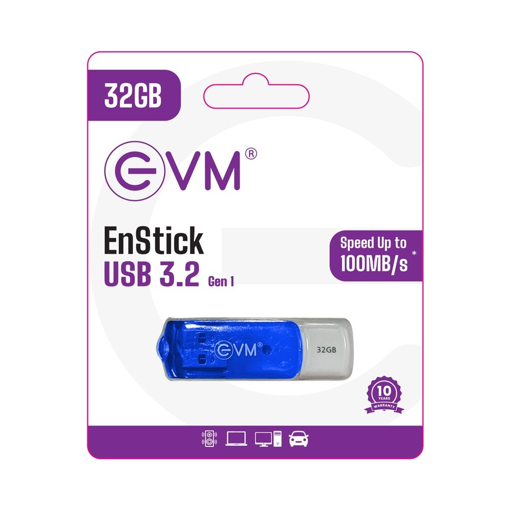 Pendrive EVM EnStick 32GB USB 3.2 Gen 1 EVMPDA3.2/32GB Flash Drive | High Read Speeds Upto 100MB/s & Write Speeds Upto 50MB/s, Universal Compatibility, White + Blue