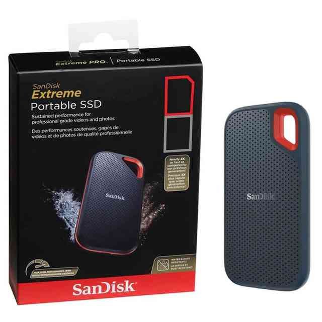 Harddisk SanDisk 4TB SDSSDE61-4T00-IN25 |  Extreme Portable SSD 1050MB/s R, 1000MB/s W, Upto 3 Meter Drop Protection with IP65 Water/dust Resistance, HW Encryption, PC, MAC & TypeC Smartphone Compatible, Black