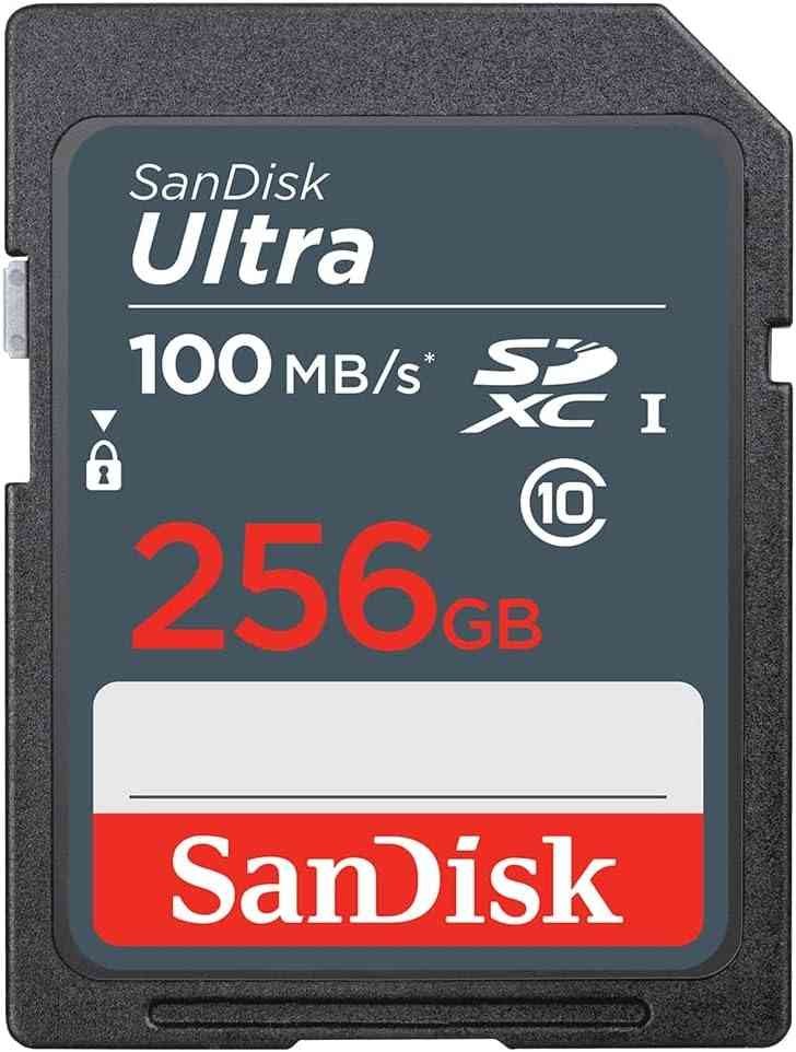 Card SD Sandisk 256gb SDSDUNR-256G-GN3IN | 100MB/s, Class 10, U1,  256GB Ultra SDXC UHS-I Memory Card – 100MB/s, C10, U1, Full HD, SD Card