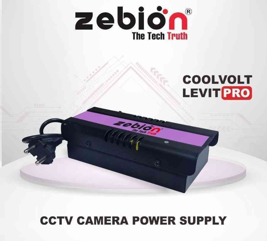 CCTV Camera Power Supply Zebion Coolvolt Levit - 8A Pro | 8 Channel / 8 Port With Adjustable Voltage Switch, LED Indicator, Short Circuit & Overload Protection, Upto 400W Surge Protection, With Power Cable, Black