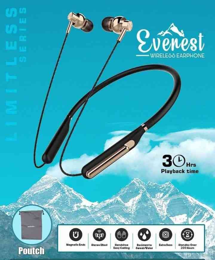 Zebion Everest Wireless Neckband | Bluetooth, 30H Playtime, 200H Standby, Stereo Sound, Inbuilt Mic, Water & Sweat Resistant, Magnetic Ends, Extra Bass, Carry Case, Black