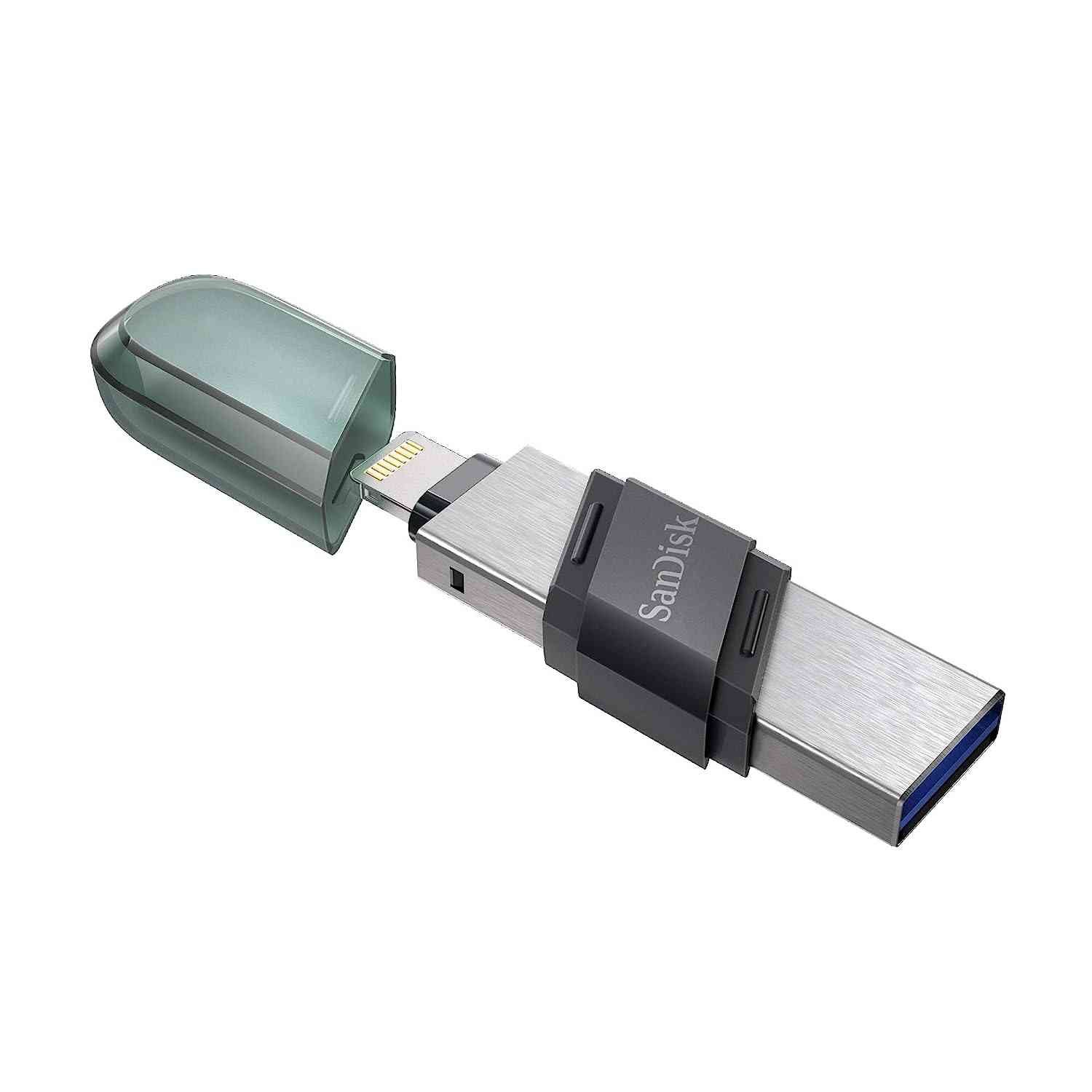 Pendrive SanDisk iXpand 128GB SDIX90N-128G-GN6NE | USB 3.0 Flash Drive Flip for iOS and Windows, Metallic