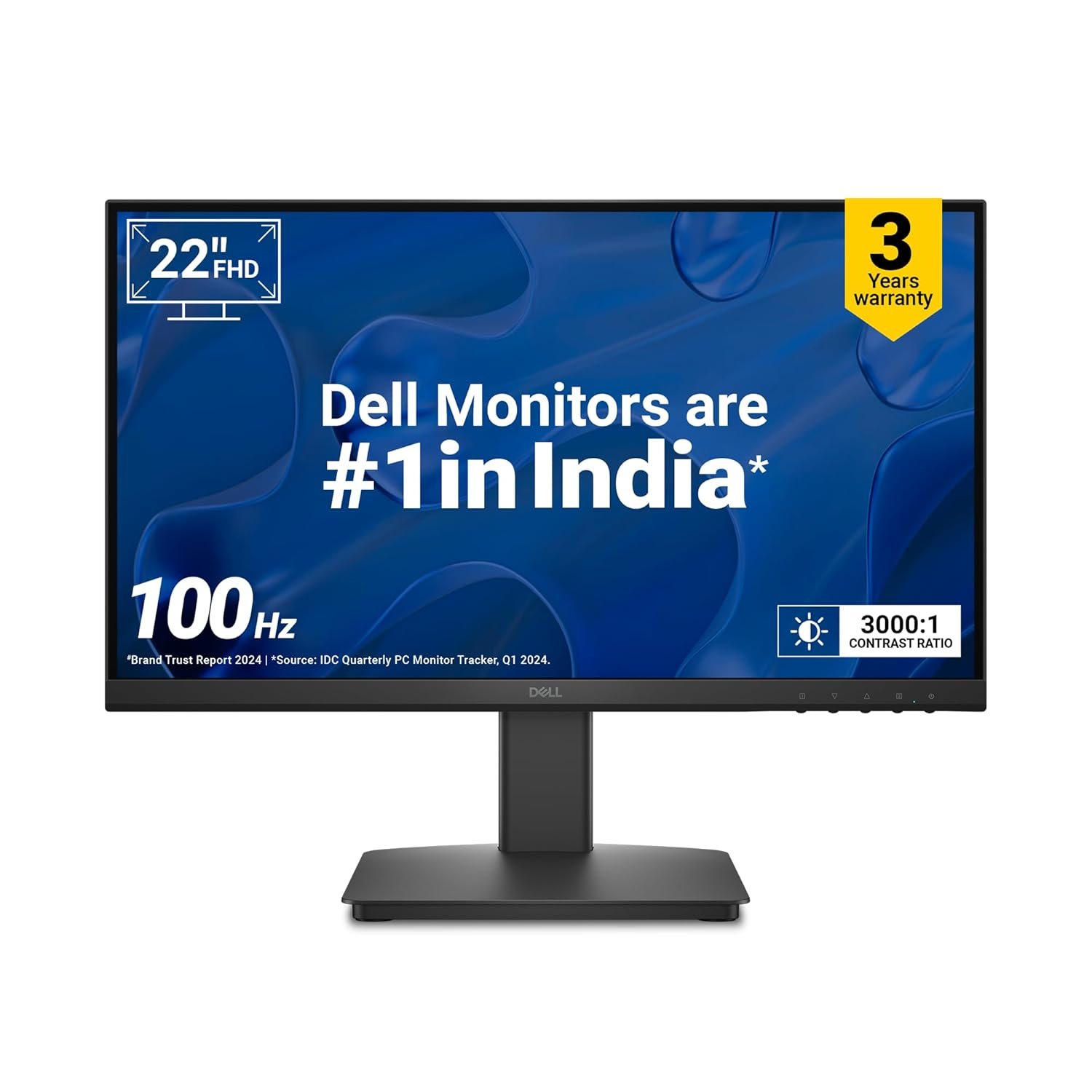 Monitor Dell 22" SE2225HM | FHD (1920×1080), 100Hz, 5ms, VA panel, 3000:1 contrast, HDMI & VGA ports, tilt-adjustable, wall-mountable, metal stand | Black