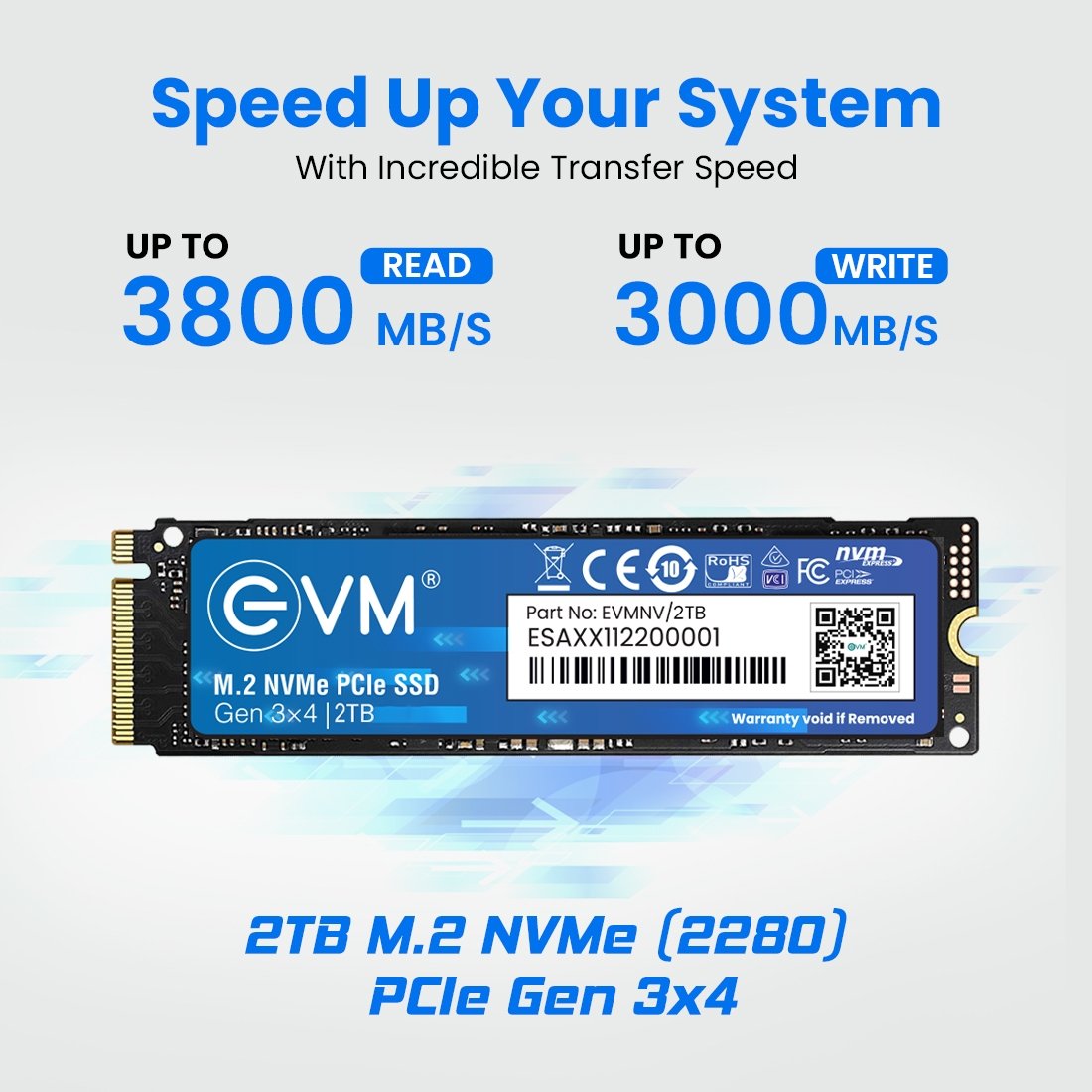 Harddisk EVM EVMNV/2TB Internal 2TB M.2 NVMe PCIe (2280) SSD | High Read Speed Performance Upto 3500MB/s & Write Speed Upto 3000MB/s, Compatible with Gaming PCs & High Performance Workstations