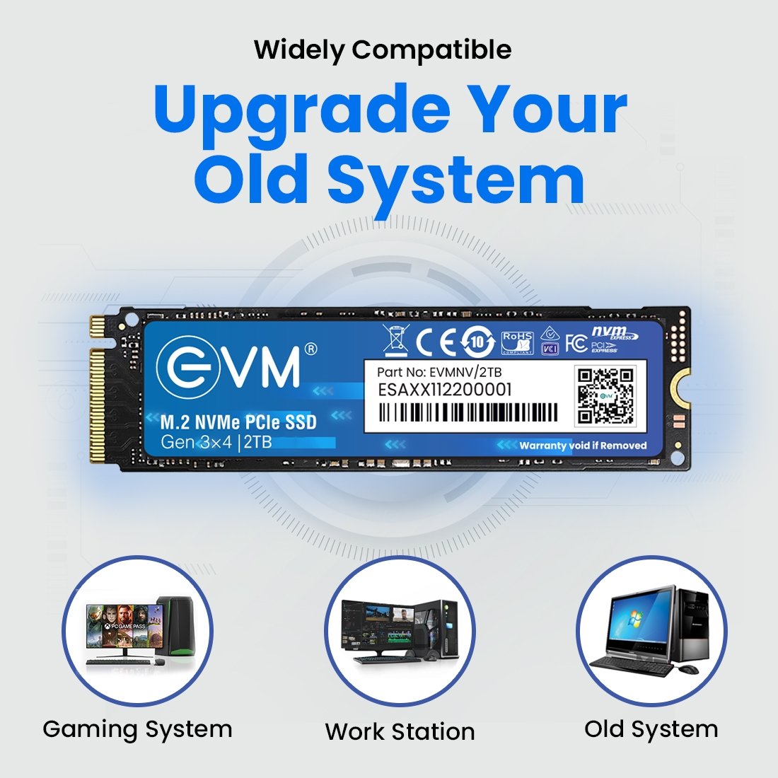 Harddisk EVM EVMNV/2TB Internal 2TB M.2 NVMe PCIe (2280) SSD | High Read Speed Performance Upto 3500MB/s & Write Speed Upto 3000MB/s, Compatible with Gaming PCs & High Performance Workstations