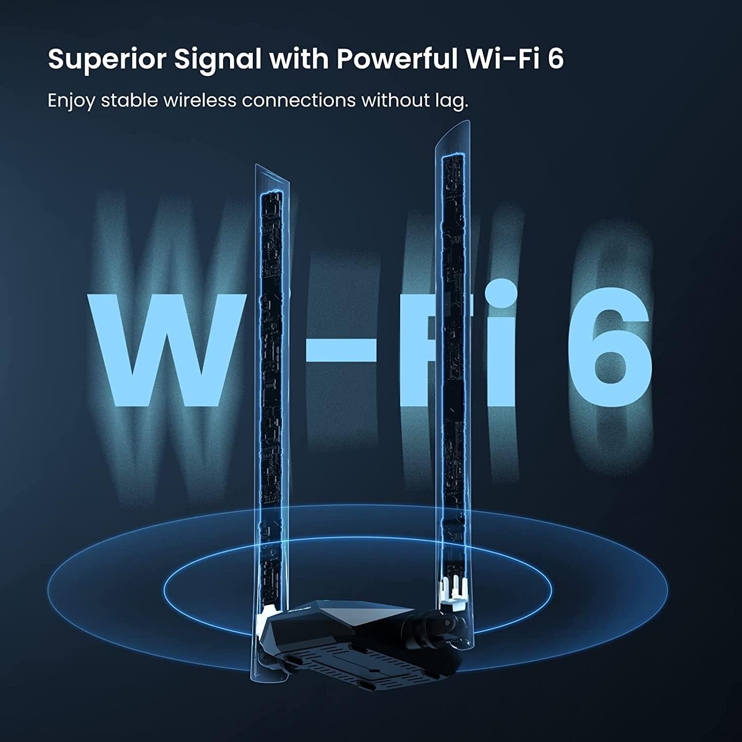 Adapter Tenda U18a AX1800 Wi-Fi 6 Dual-Band Powerful Signal USB 3.0 Adapter with High-Gain 5dBi Antennas MU-MIMO 1800Mbps for PC/Desktop/Laptop, Supports Windows 11 & 10 Only (Black)