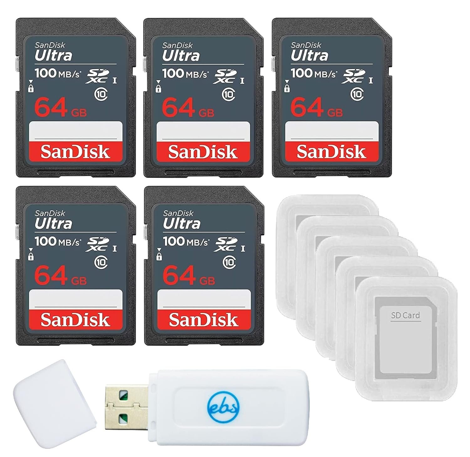 Card SD SanDisk 64GB Ultra SDHC UHS-I Memory Card - 100MB/s, C10, U1, Full HD | SDSDUNR-064G-GN3IN