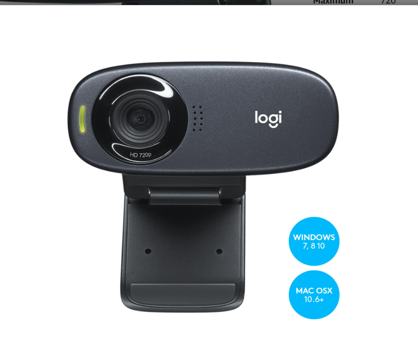 Webcam Logitech C310 Digital HD Webcam with Widescreen HD Video Calling, HD Light Correction, Noise-Reducing Mic, for Skype, FaceTime, Hangouts, WebEx, PC/Mac/Laptop/MacBook/Tablet - (Black, HD 720p/30fps)