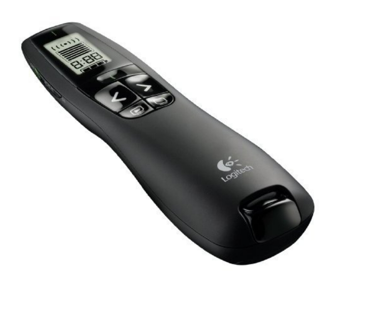 Presenter Logitech Professional R800 | Wireless Presentation Clicker Remote with Green Laser Pointer and LCD Display, Black