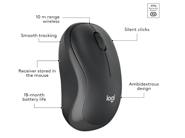 Keyboard + Mouse Combo Logitech MK345 Wireless Full-Sized Keyboard with Palm Rest and Comfortable Right-Handed Mouse, 2.4 GHz Wireless USB Receiver, Compatible with PC, Laptop - Black
