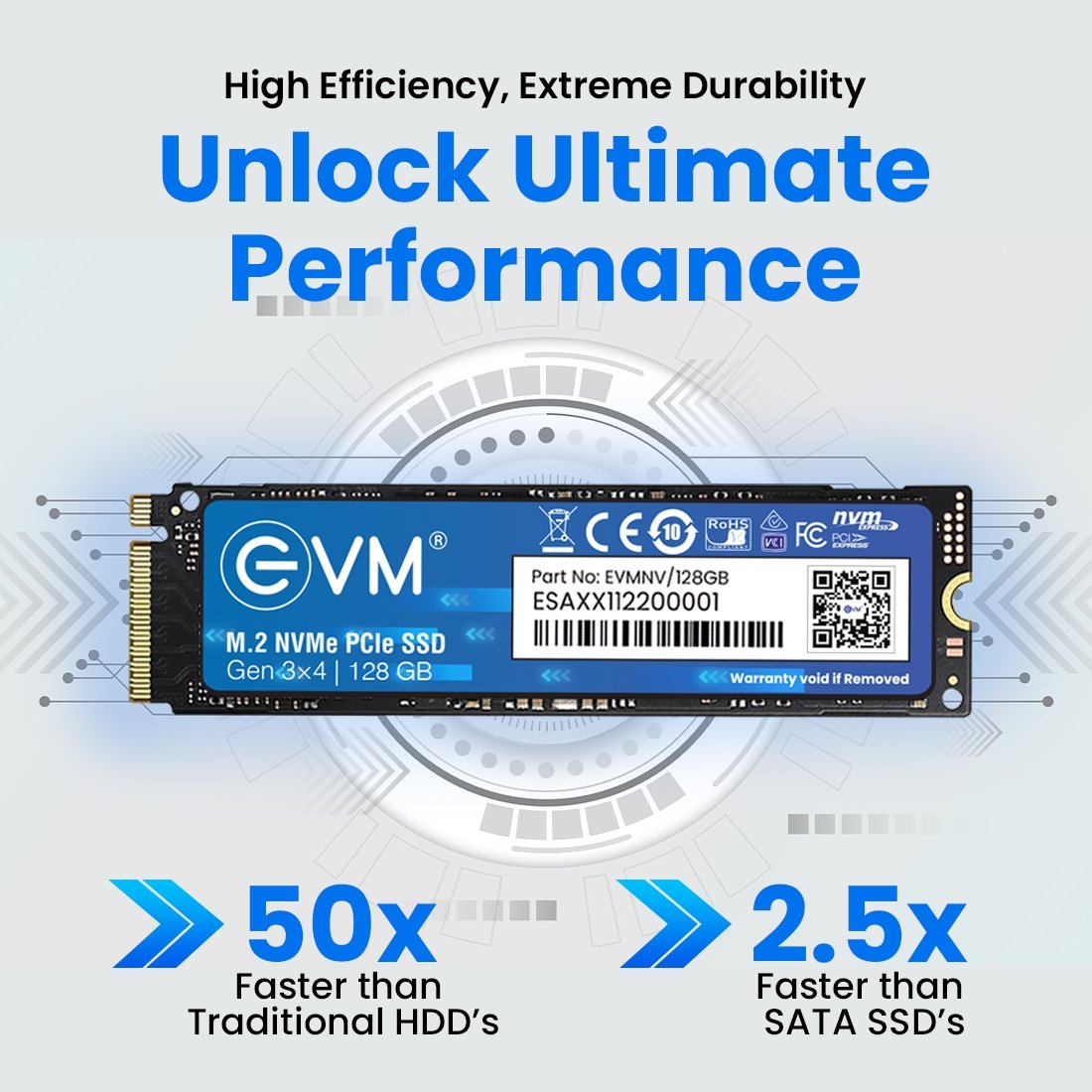 Harddisk EVM 128GB NVMe M.2 SSD 2280 EVMNV/128GB | PCIe Gen 3x4 Internal SSD | Up to 1800MB/s Read 700MB/s Write | Laptop Desktop Upgrade Storage