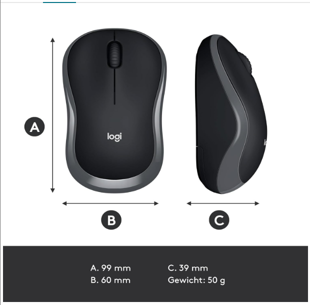Mouse Logitech M185 Wireless Mouse USB for PC Windows, Mac and Linux, with Ambidextrous Design - Swift Grey