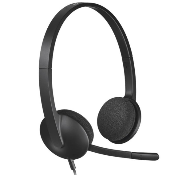 Headset Logitech H340 | Wired USB Business On-Ear Stereo with Noise-Cancelling Microphone, Digital Stereo Sound on VOIP, Skype and webinars, PC / Mac / Laptop, Black