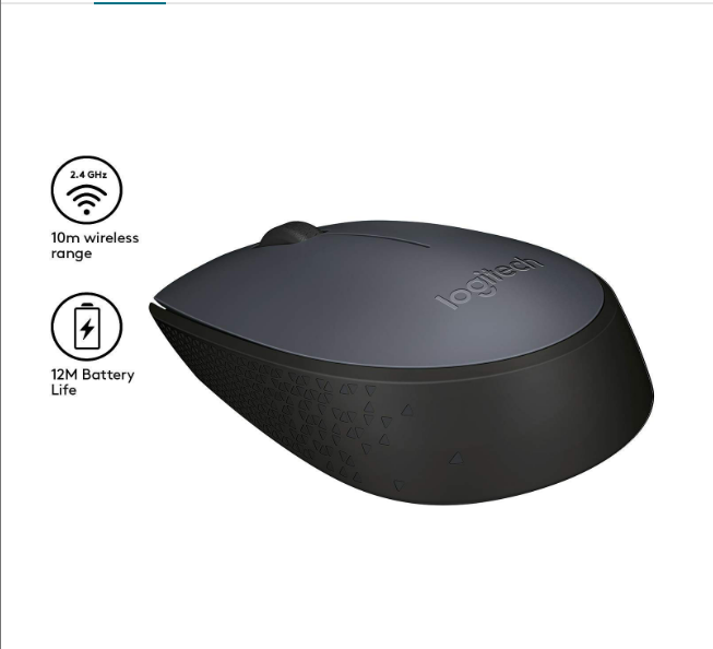 Mouse Logitech M171 Wireless | 2.4 GHz with USB Nano Receiver, Optical Tracking, Ambidextrous, PC / Mac / Laptop, Grey