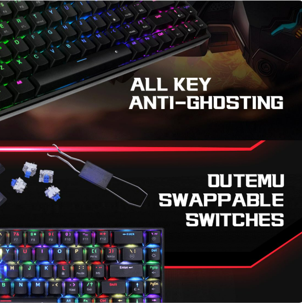 Keyboard Gigabyte AORUS K9 (GK-AORUS K9) | Optical Blue mechanical gaming keyboard, splashproof design, full RGB backlighting, swappable switches, braided cable, cable management, floating key design