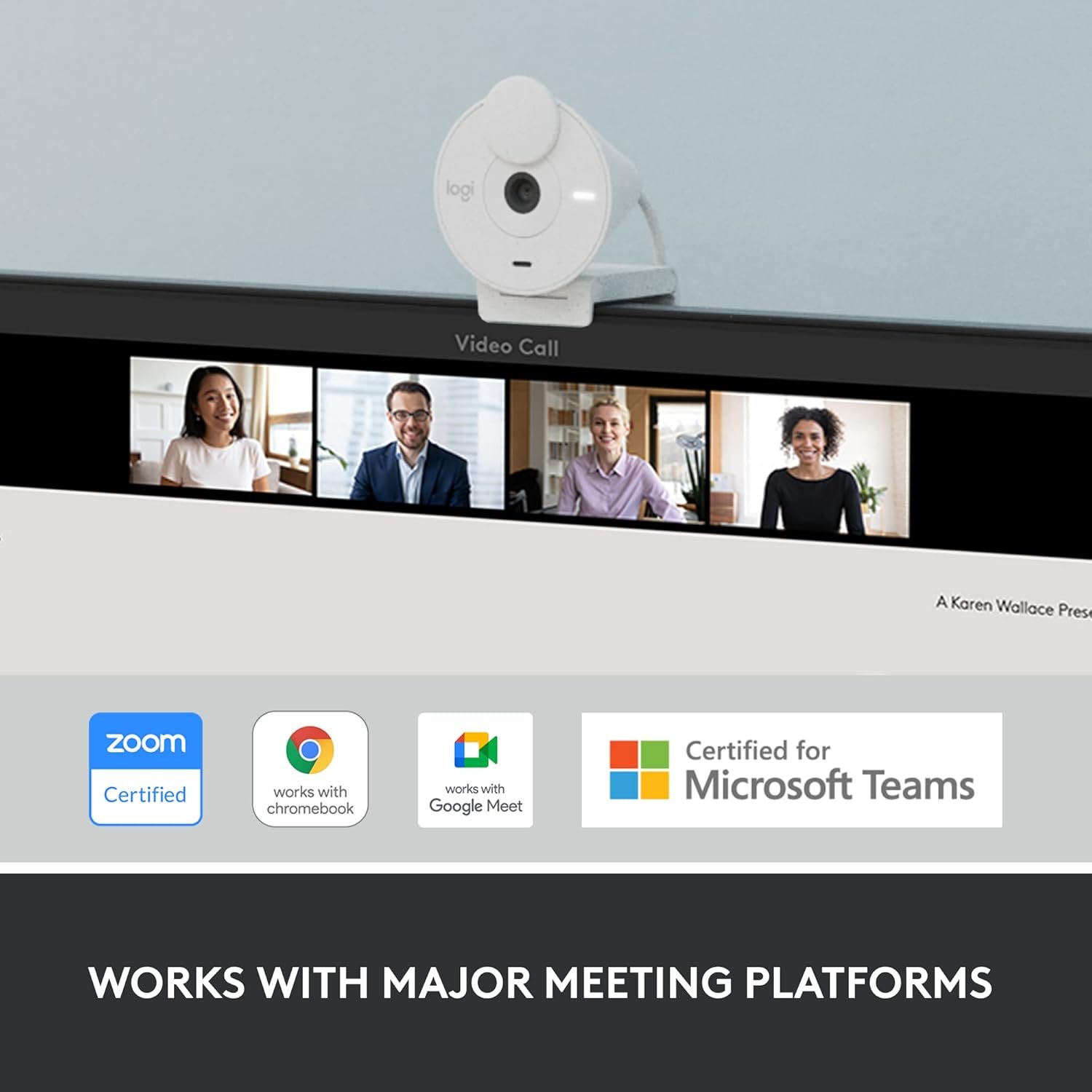 Webcamera Logitech Brio 300 | Full HD Webcam with Privacy Shutter, Noise Reduction Microphone, USB-C, Certified for Zoom, Microsoft Teams, Google Meet, Auto Light Correction - Off White
