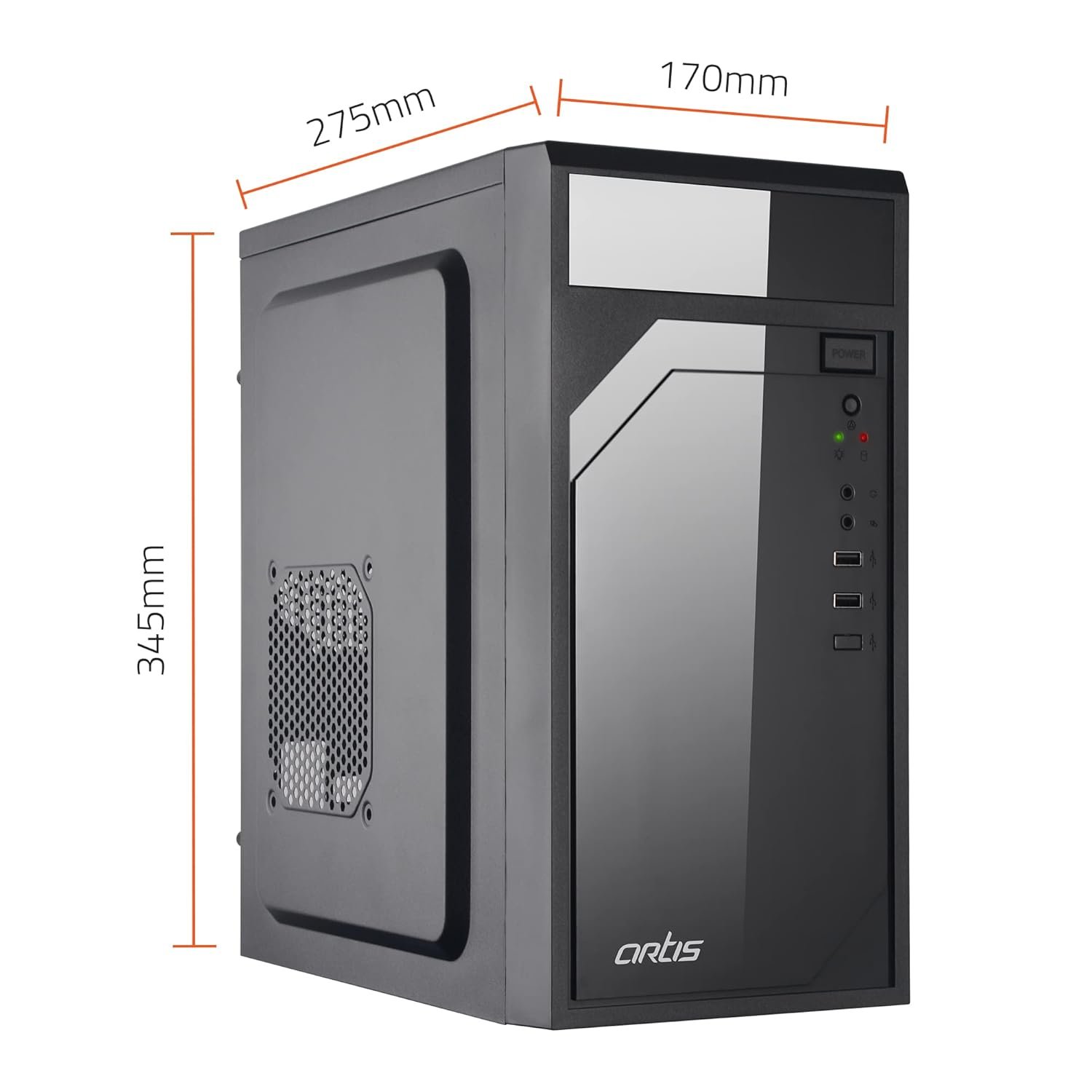 Cabinet Artis 2620 3.0 (2x2.0+1x3.0) USB Computer Cabinet | Support Micro ATX Motherboard, 1 X 80mm Fan With 400C Plus Power Supply