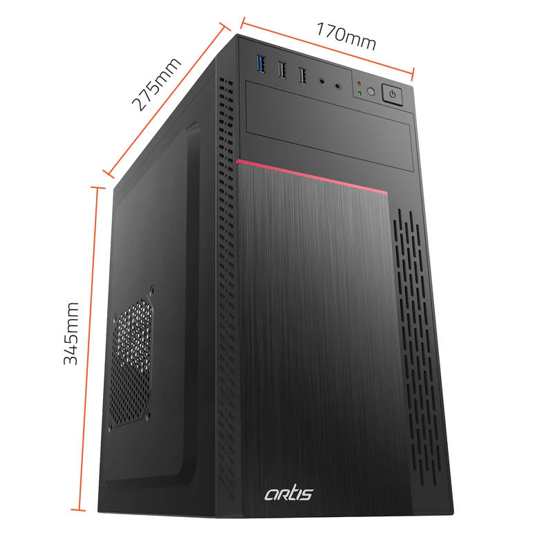 Cabinet Artis 2720 3.0 (1x2.0+1x3.0) USB Computer Cabinet | Support Micro ATX Motherboard, 1 X 80mm Fan With 400C Plus Power Supply
