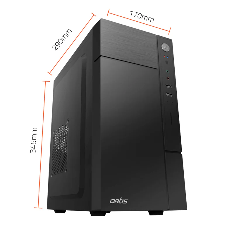 Cabinet Artis 2220 3.0 (1x2.0+1x3.0) USB Computer Cabinet | Support Micro ATX Motherboard, 1 X 80mm Fan With 400C Plus Power Supply