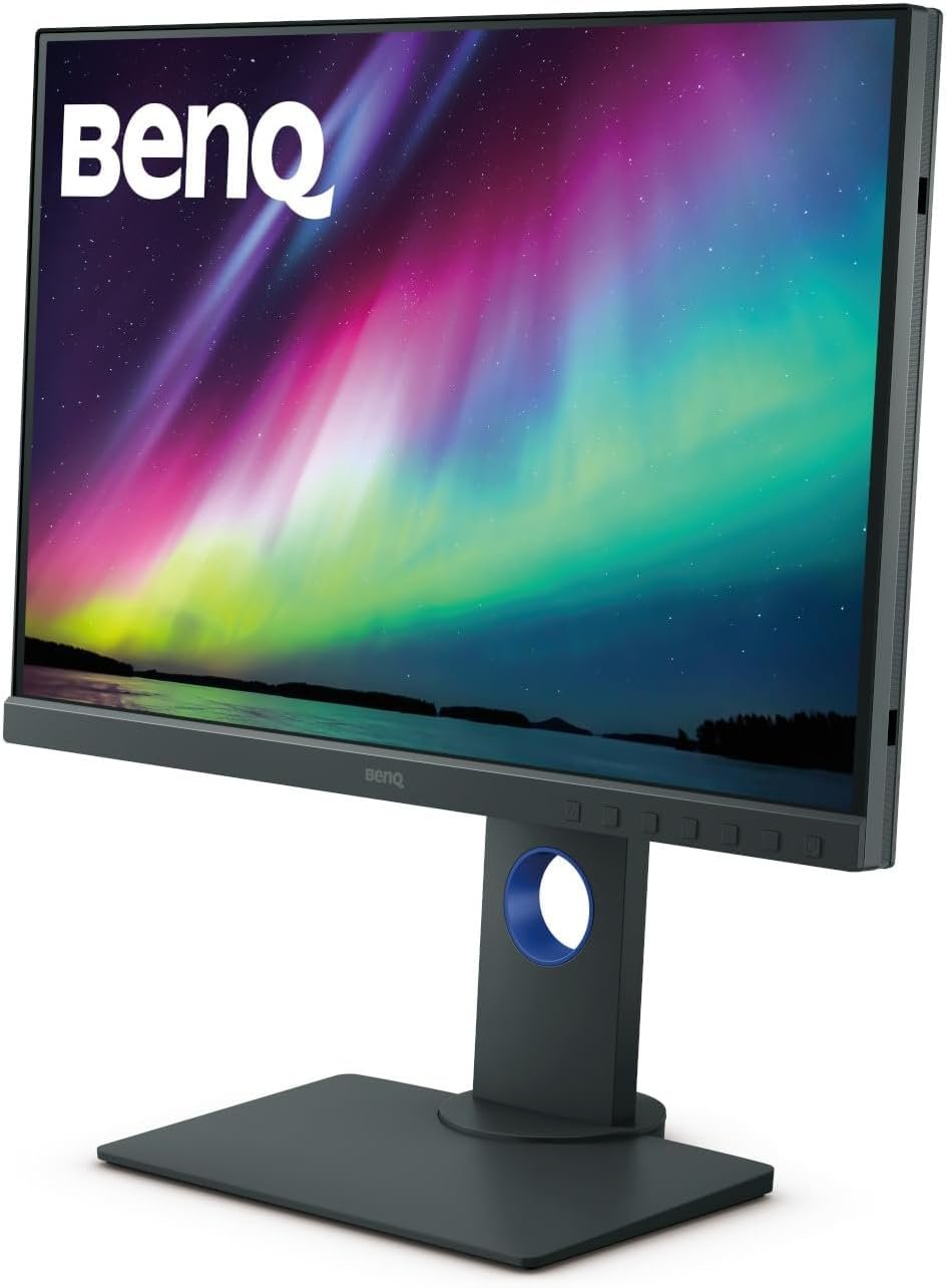 Monitor BenQ 24 Inch SW240 | 1920 x 1200 IPS 16:10 WUXGA 99 Percent AdobeRGB Photographer Monitor, Hardware Calibration, 3D-LUT, HDMI, DP, USB, DVI-DL, Shading Hood, Grey