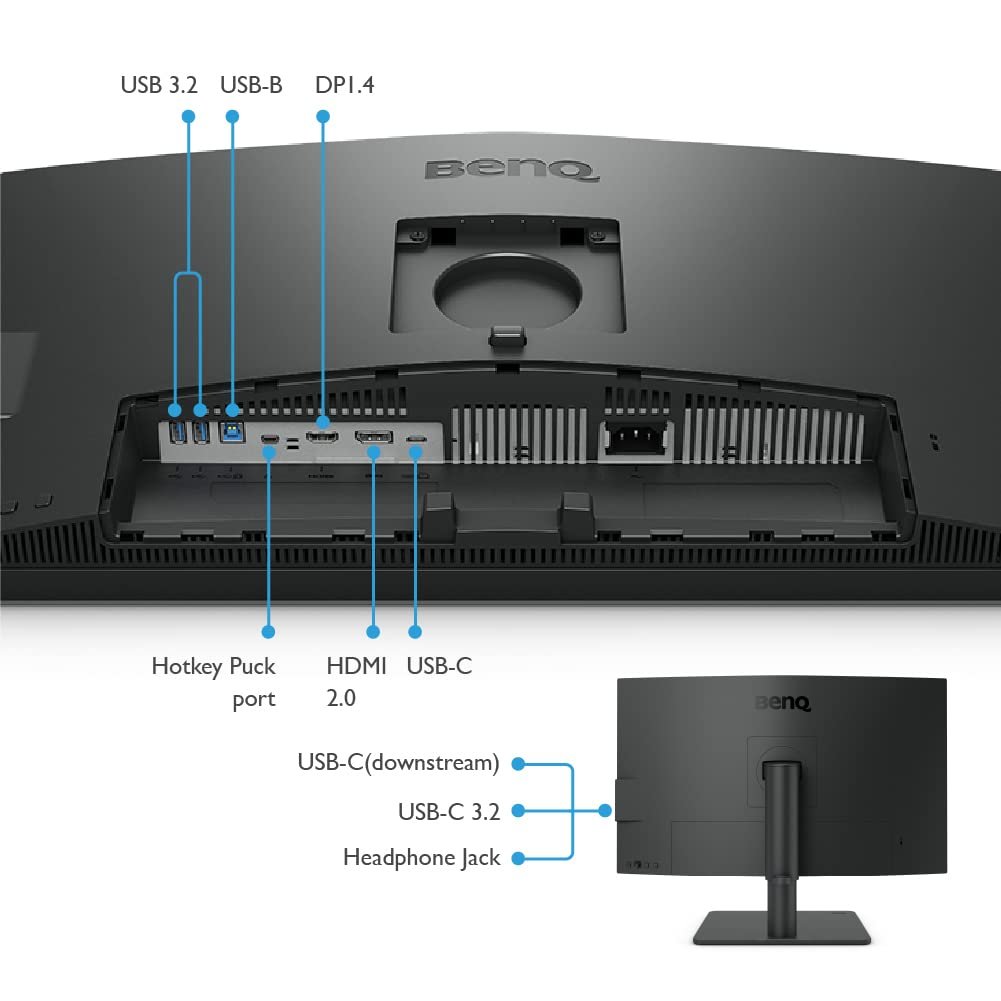 Monitor BenQ 27 Inch (68.58cm) PD2706U | IPS HDR10 4K ( 3840 x 2160) Monitor, 99% Rec709, 99% sRGB, 95% P3, Pantone Skintone, Calman Verified, CAD/ CAM & Animation Mode, KVM, Auto Pivot, PIP/ PBP, USB Hub, HDMI, DP Port, USB-C, 90W PD, VESA, Dark Grey