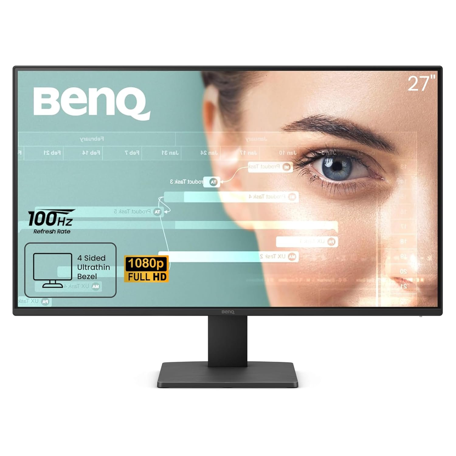 Monitor BenQ 27 Inch GW2791 | 1920 x 1080 FHD 100Hz IPS 250nits Eye Care 99% sRGB Monitor, HDMI & Display Port, Ultra Slim Bezel, TUV Certified, Flicker-Free, Low Blue Light Plus, Black