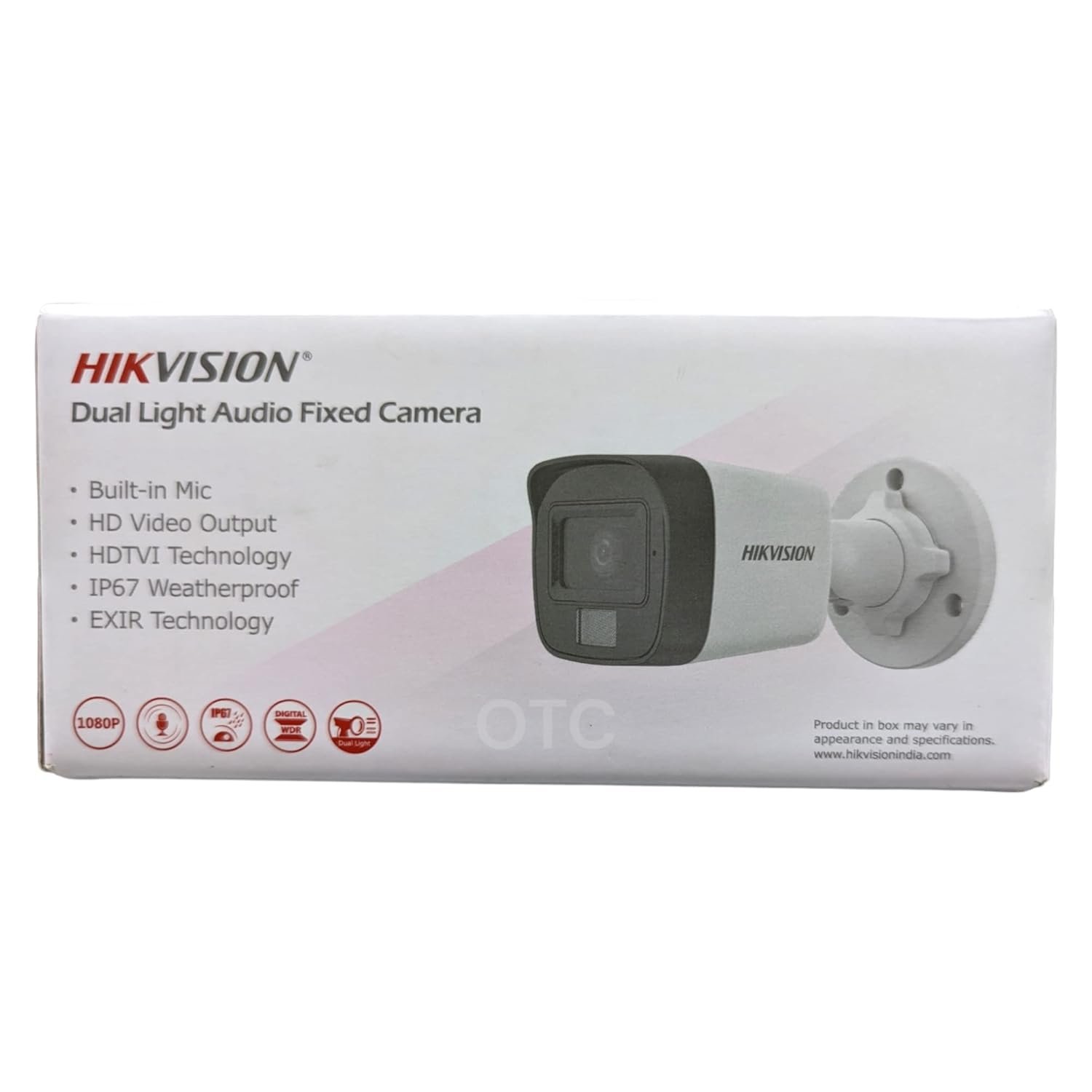 Speaker Security Camera Hikvision DS-2CE16D0T-LPTS | 2MP Two Way Audio Fixed Mini Bullet Camera, Smart-Hybrid Light, 3.6mm Fixed Focal Lens, Built-In Mic & Speaker, Water & Dust Resistant, White