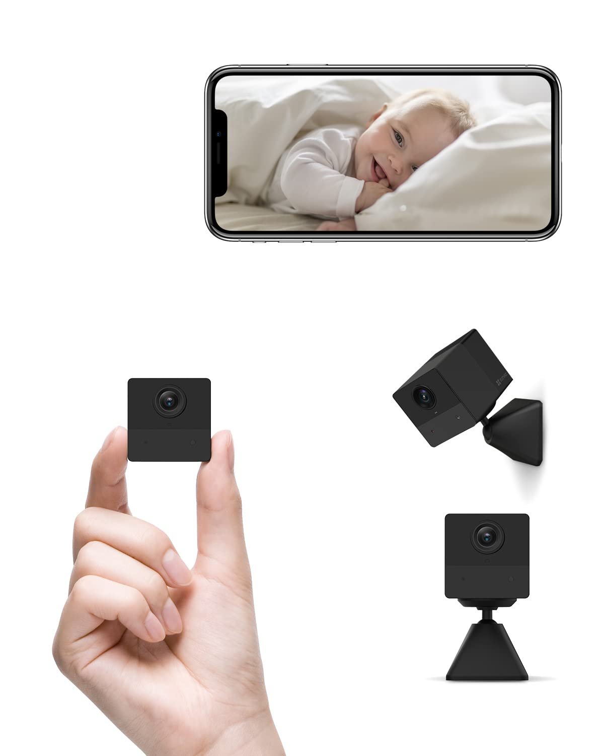 Security Camera Hikvision Ezviz CS-BC2 2MP 1080P Wi-Fi Smart Home Battery Camera | IR Night Vision Upto 5Mtr, Smart Human Motion Detection, Alexa & Google Assistant Support, Black