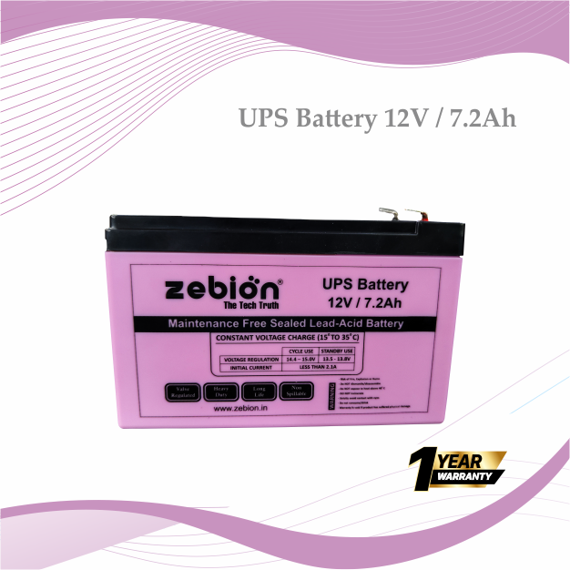 Battery Zebion 12 Volts 7.2 AH for Ups | Sealed Maintenance Free (SMF) Battery