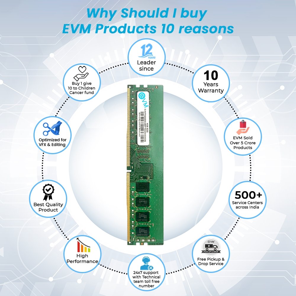 Ram EVM 4GB DDR4 3200MHZ Desktop EVMT4G3200U88P | Unleash Your System's Full Potential, Perfect for Gamers, Office Work