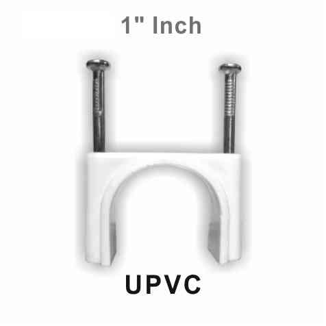 Cable Pipe Clamp U-PVC Airfit 1 Inch (25.4 mm), Double Nail Pipe Cable Clip Wire Fastener, Circle Cable Clips with Metal Nails, Cord Tie Holder Clamp Cable Protector (White) 1 Pkt Contains 100 Pcs