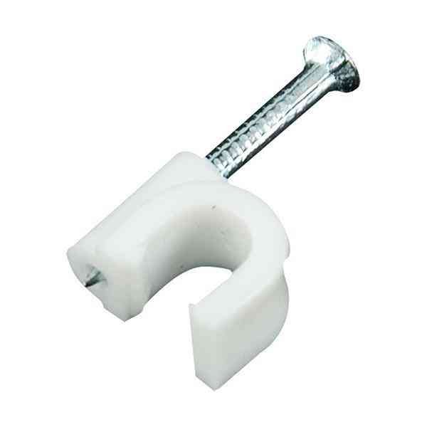 Cable Clip AirFit AF-1012 5MM Circle Nail Clip (Pack Of 100pcs) | 5mm Circle Cable Clip with Metal Nail for Wire Management, Plastic Releasable Cable Tie (100 Pcs, White)