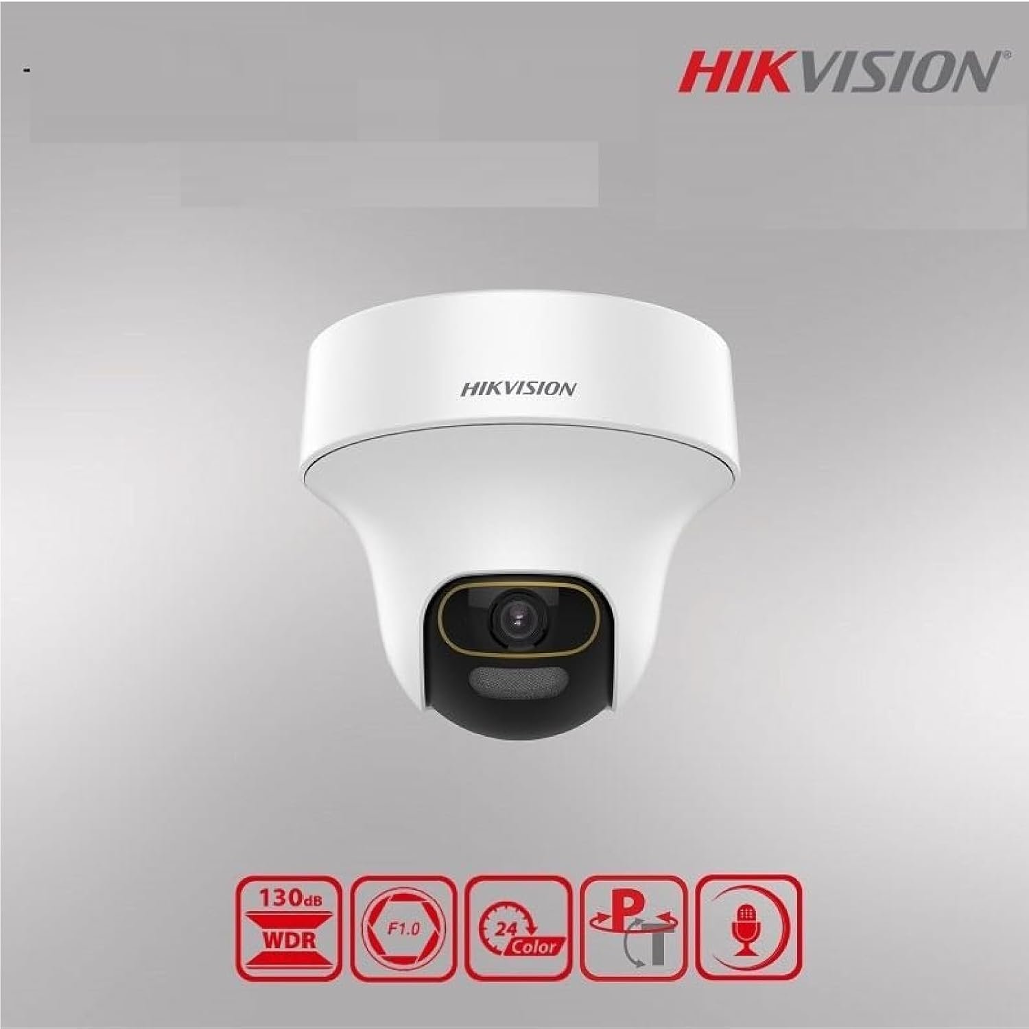 Security camera Hikvision DS-2CE70DF3T-PTS | 2MP ColorVu Audio PT 360° Built-in Mic IR White Light with Solid Light Alarm Motion Detection 2MP HD Indoor CCTV Camera for 2MP & Above DVR + BNC/DC, White