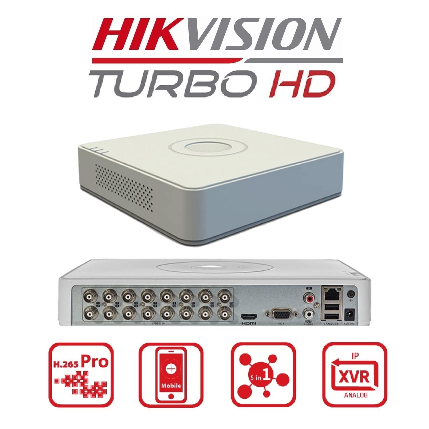 SDVR Hikvision Value Series DS-7116HGHI-K1 | 1080p Lite 2MP 16 channel Mini 1U H.265 DVR, Human / Vehicle Analysis, Dual Stream Support, 1 SATA interface, 2×USB 2.0, HDMI / VGA output