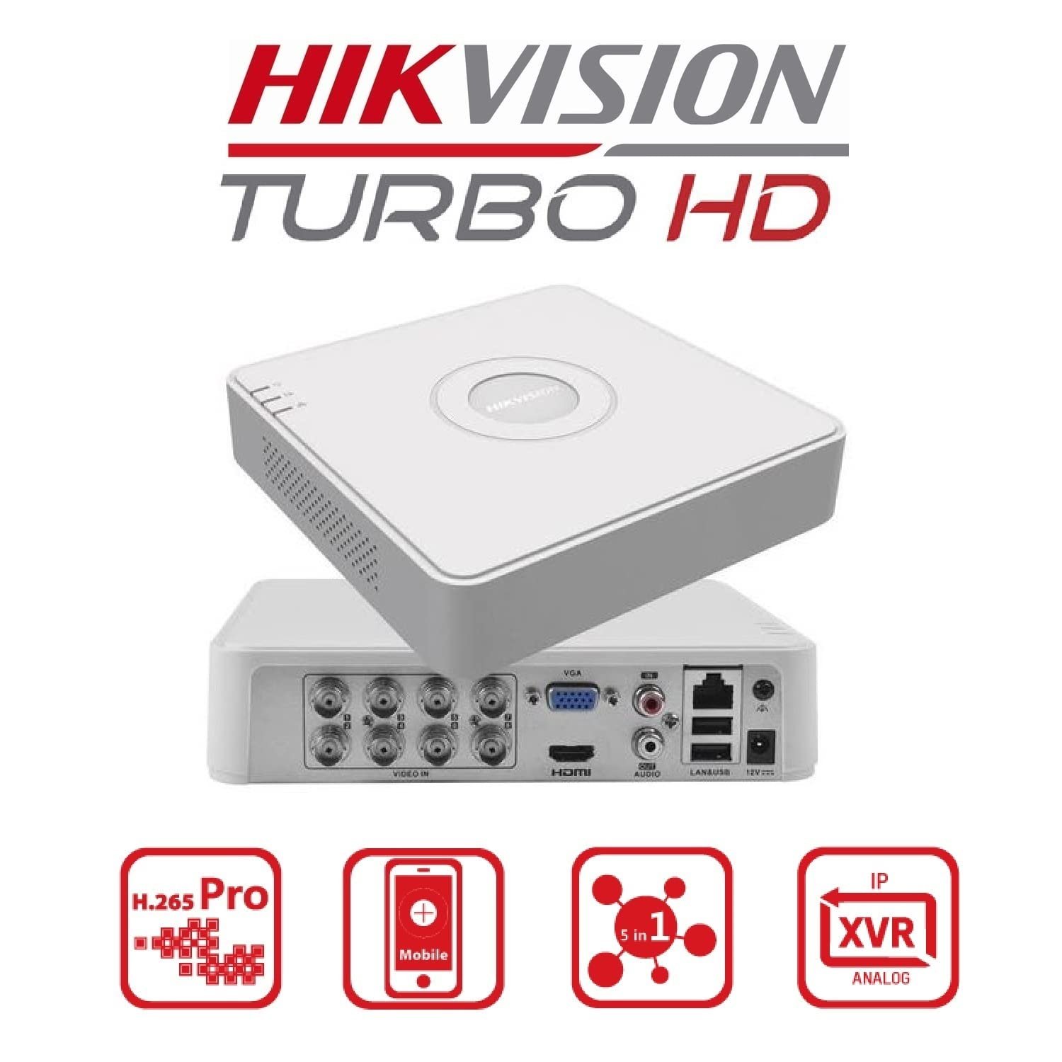 SDVR Hikvision Value Series DS-7108HGHI-K1 | 1080p Lite 2MP 8 channel Mini 1U H.265 DVR, Human / Vehicle Analysis, 1 SATA interface, 2ΓUSB 2.0, HDMI / VGA output