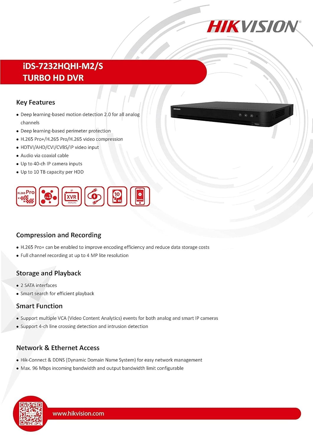 SDVR Hikvision Pro Series IDS-7232HQHI-M2/S | 32 Channel