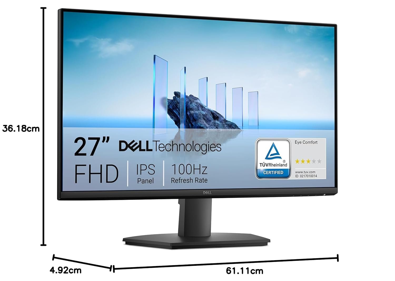 Monitor Dell 27 Inch (68.58cm) SE2725HM | FHD (1920 × 1080),100Hz, IPS Panel, Aspect Ratio 16:9, Contrast Ratio 1,000:1, 250 cd/m2 Brightness, Ports 1x HDMI, 1x VGA, Tilt, VESA 100mm x 100mm Mountable, Black