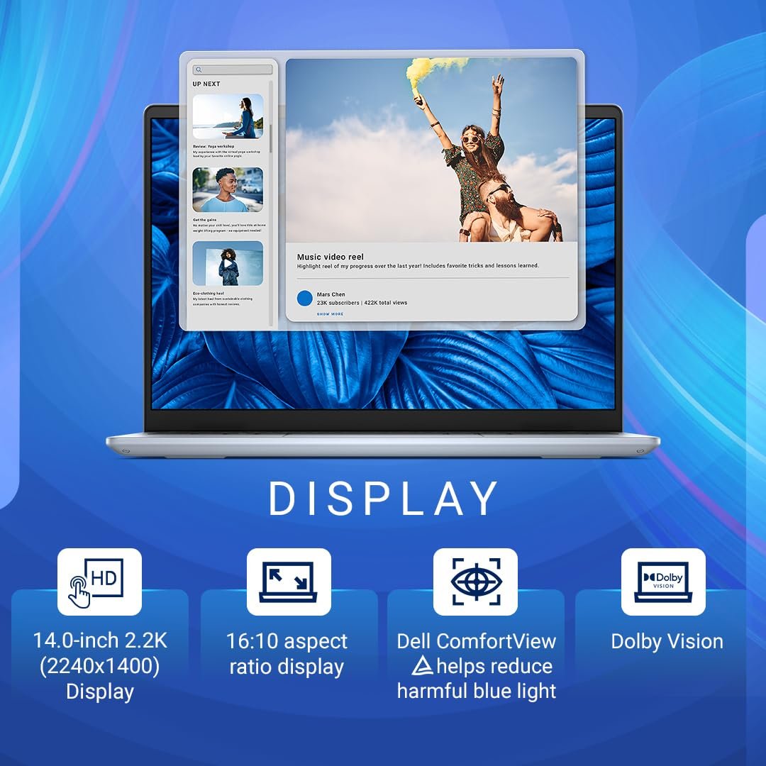 Laptop Dell Inspiron 14 Plus 7440 | Intel Core 5 210H, 16GB LPDDR5X, 512GB NVMe SSD, Win 11 + Office H&S 2024 + M365, 14" FHD+ IPS 300 nits, Intel UHD Graphics, Backlit KB, Fingerprint, Backpack, Ice Blue