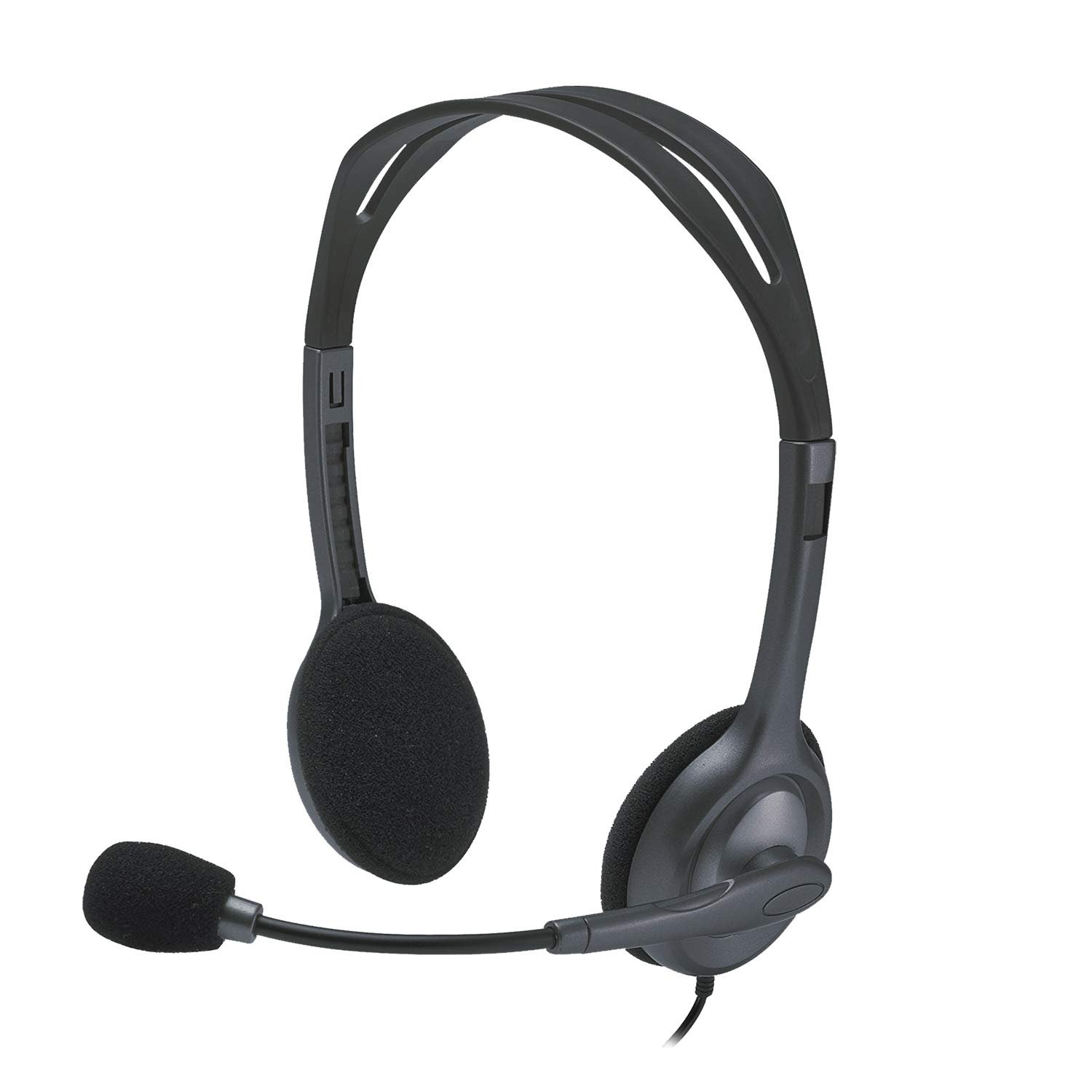 Headset Logitech Stereo H111 | Stereo Headphones, Single Pin, Noise-Cancelling Mic, 3.5 mm Audio Jack, Black