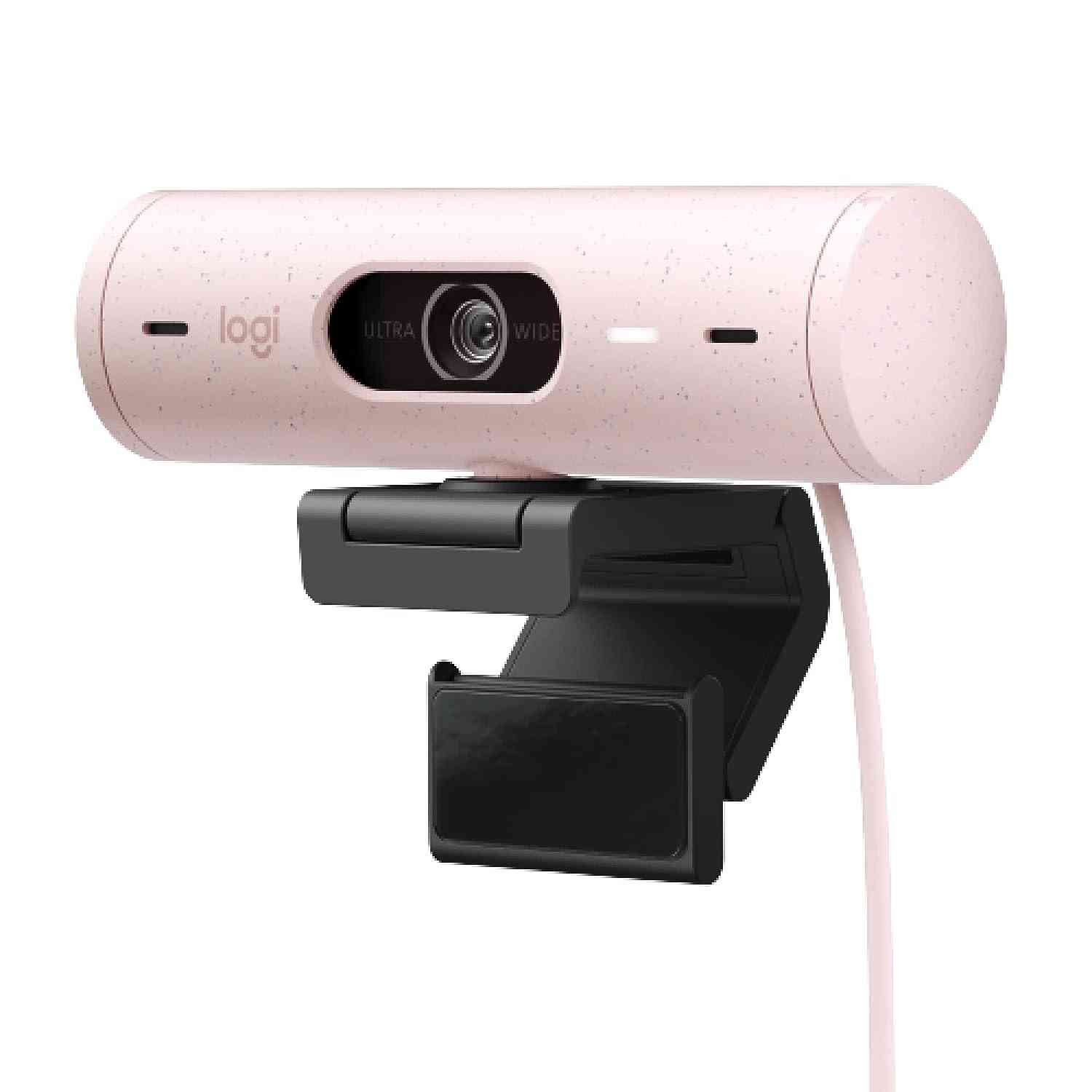 Webcamera Logitech Brio 500 | Full HD Webcam with Auto Light Correction, Show Mode, Dual Noise Reduction Mics, Webcam Privacy Cover, Works with Microsoft Teams, Google Meet, Zoom, USB-C Cable - Rose